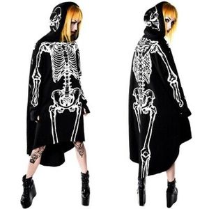 Killstar 6 Feet Under Skeleton Goth Hoodie RARE